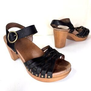 DANSKO Dawson Platform Sandal EU 37 Black‎ Leather